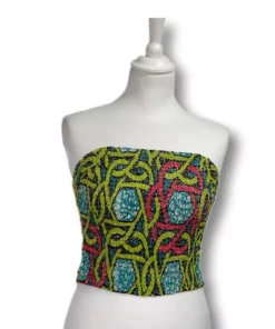 BUSTIER EN TISSU WAX PLISSE ARTISANALEMENT ISIMA