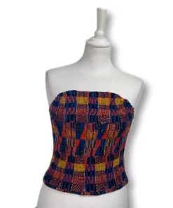 BUSTIER EN TISSU WAX PLISSE ARTISANALEMENT ISIMA2