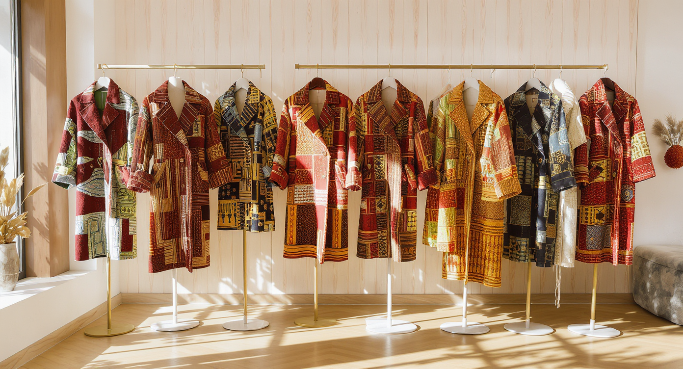 Manteaux élégants en tissus africains portés par des femmes