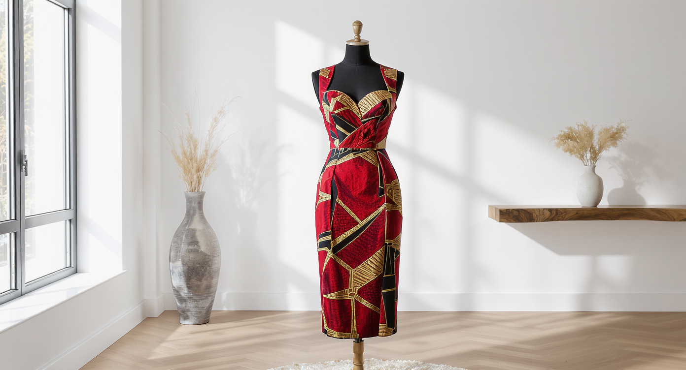 Robe pour femme en tissus wax sur mesure élégante