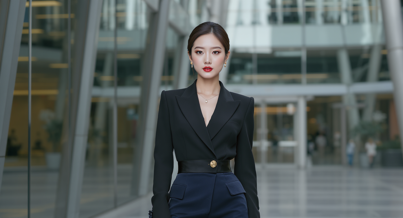 Ensemble féminin alliant modernité et touches traditionnelles élégantes