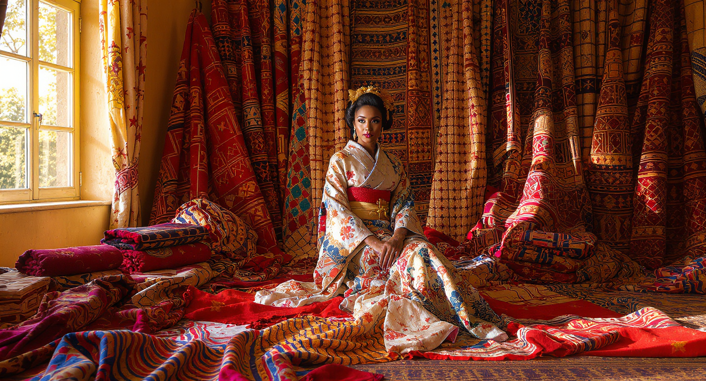 Kimono féminin en tissus africains élégants et colorés