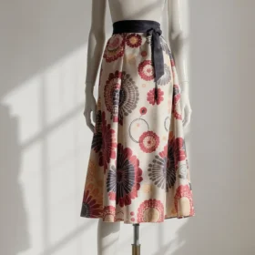 Jupe midi élégante avec motifs wax colorés et tendance