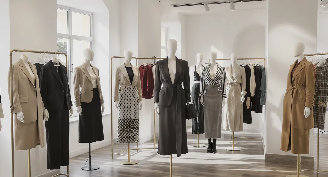 Vêtements femme modernes et traditionnels en présentation élégante