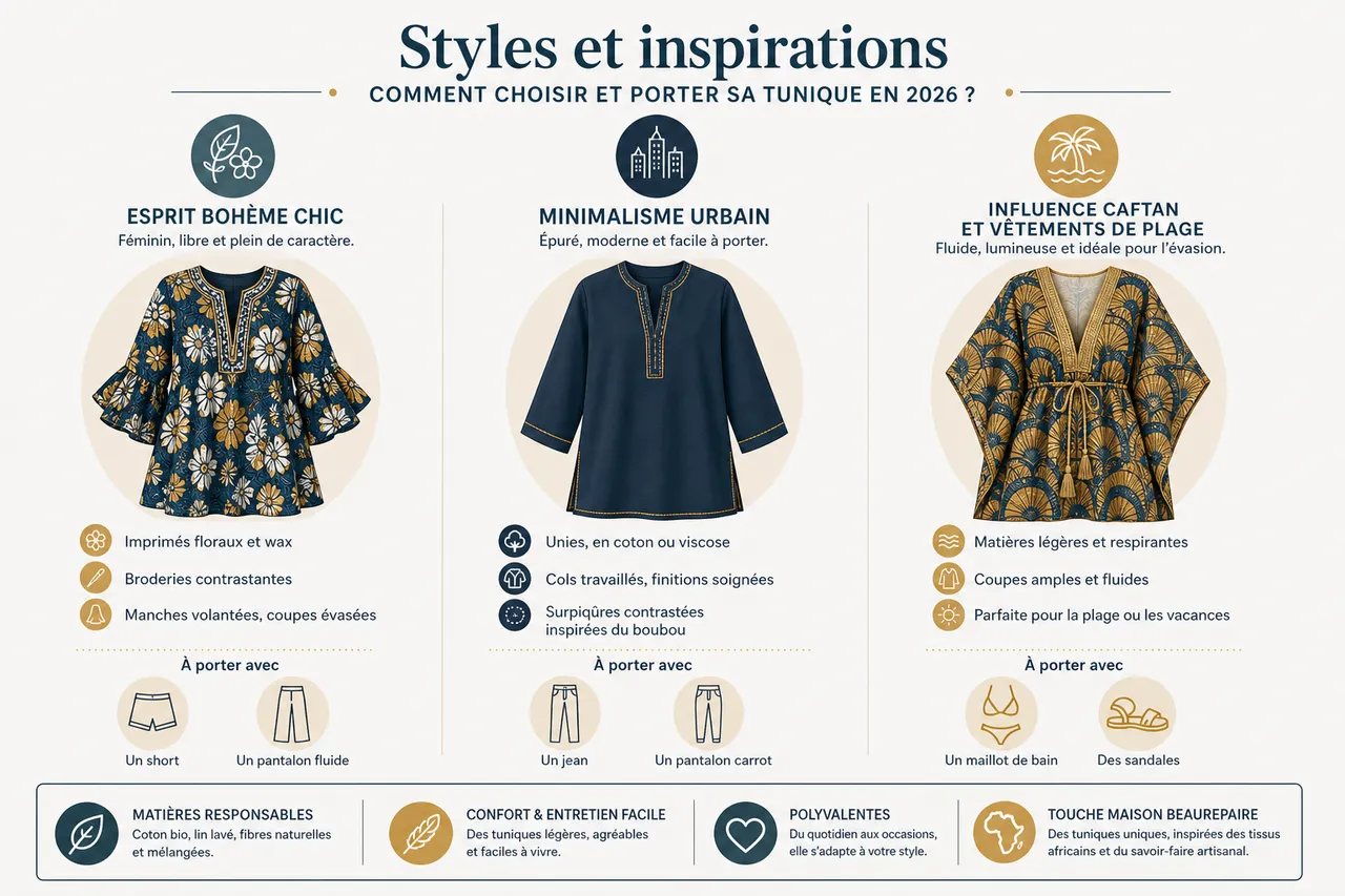 Tunique femme : pièce incontournable de votre garde-robe , Styles et inspirations : comment choisir et porter sa tunique ?