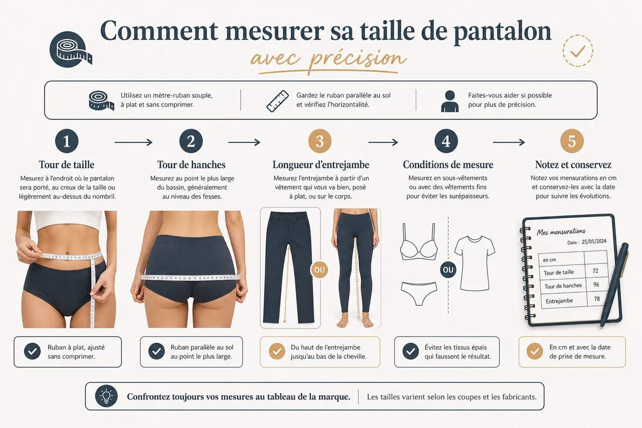 Taille de pantalon femme: comment mesurer et éviter les erreurs d’achat , Comment mesurer sa taille de pantalon avec précision