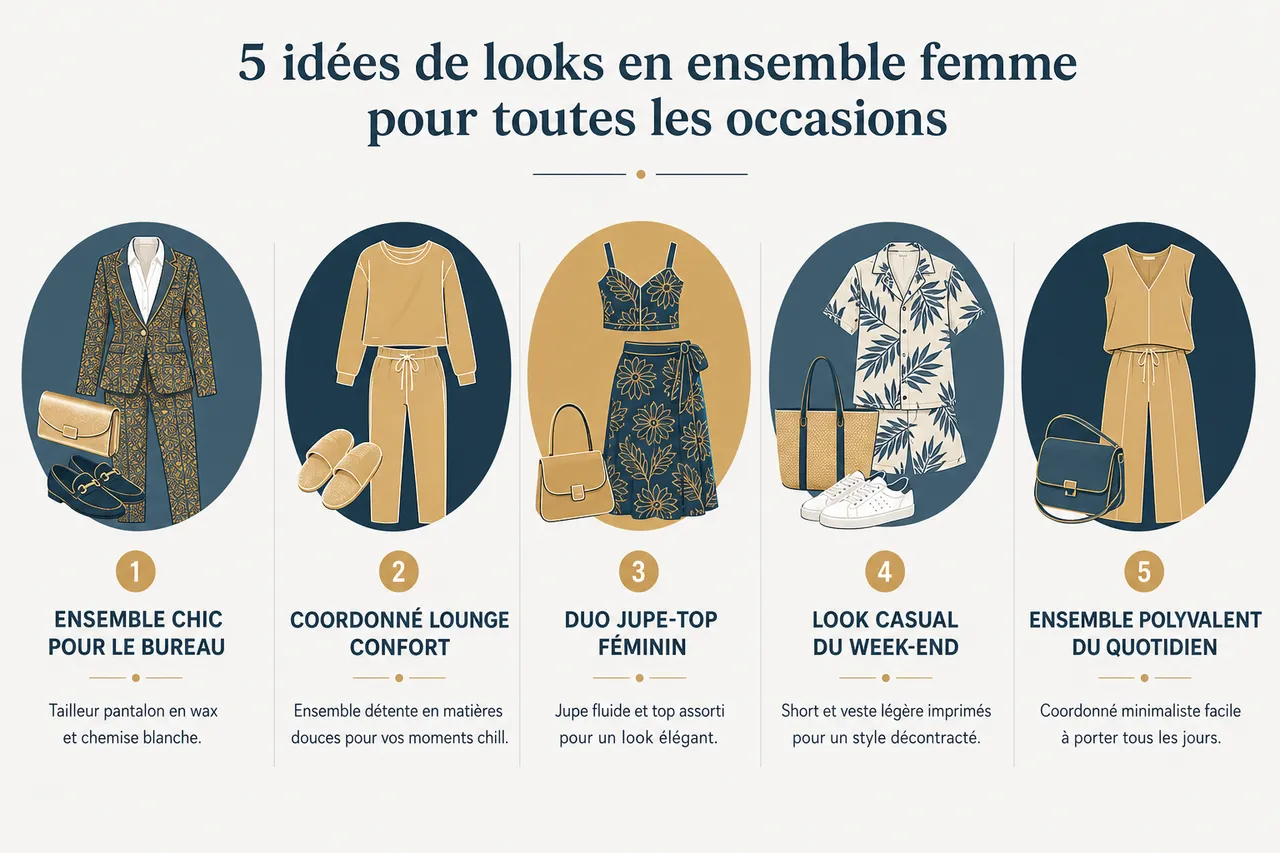 Ensemble pour femme: 5 idées de tenues faciles à porter au quotidien , 5 idées de looks en ensemble femme pour toutes les occasions