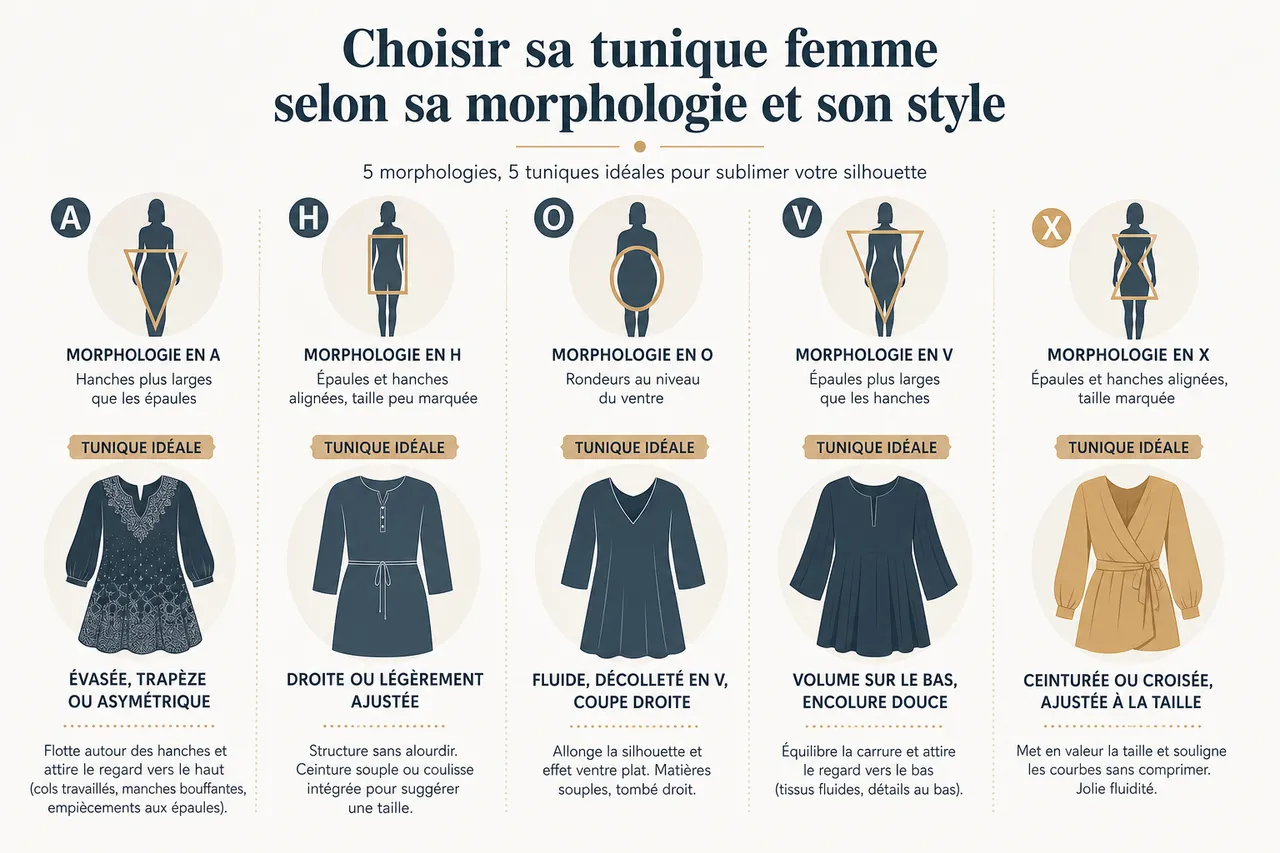 Tunique pour femme: 5 façons de la styliser selon votre morphologie , Comment choisir sa tunique femme selon sa morphologie et son style