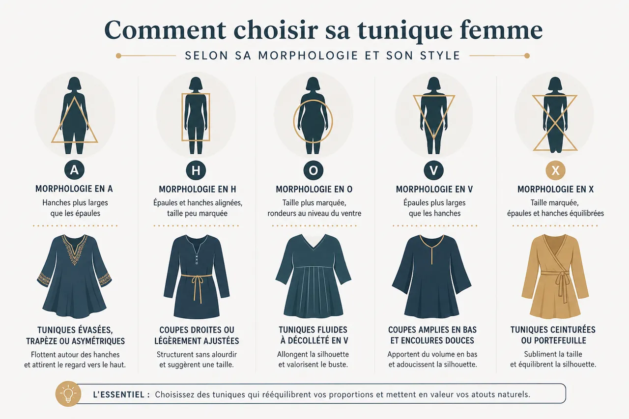 Tunique pour femme: 5 façons de la styliser selon votre morphologie , Comment choisir sa tunique femme selon sa morphologie et son style