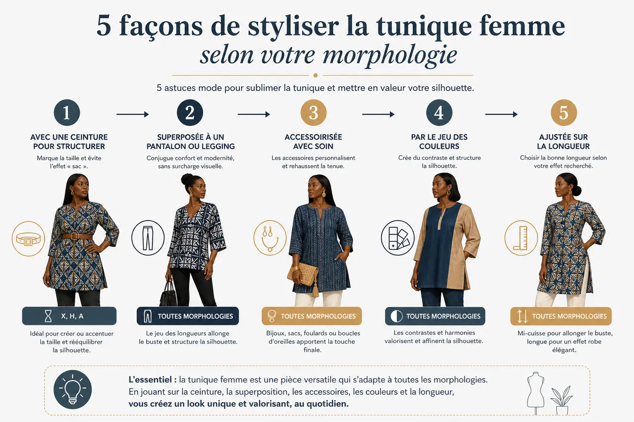 Tunique pour femme: 5 façons de la styliser selon votre morphologie , 5 façons de styliser la tunique femme selon votre morphologie
