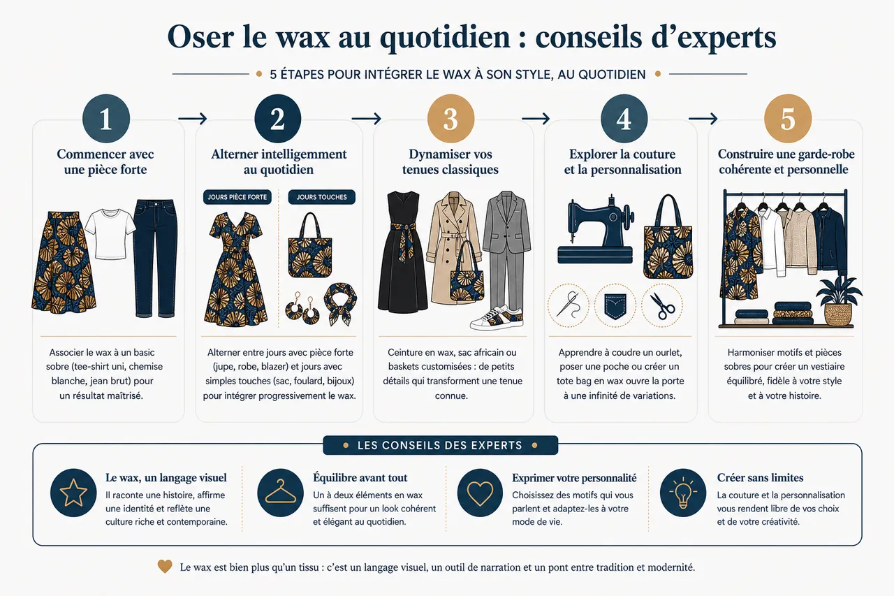 Comment porter le wax au quotidien sans paraître trop habillée ou décontractée? , Oser le wax au quotidien: conseils d’experts