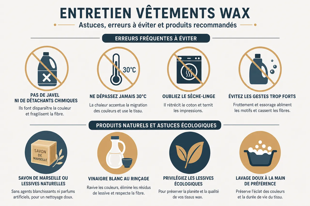 Entretenir ses vêtements en wax: conseils pour préserver leurs couleurs en 2026 , Astuces, erreurs à éviter et produits recommandés pour l’entretien du wax