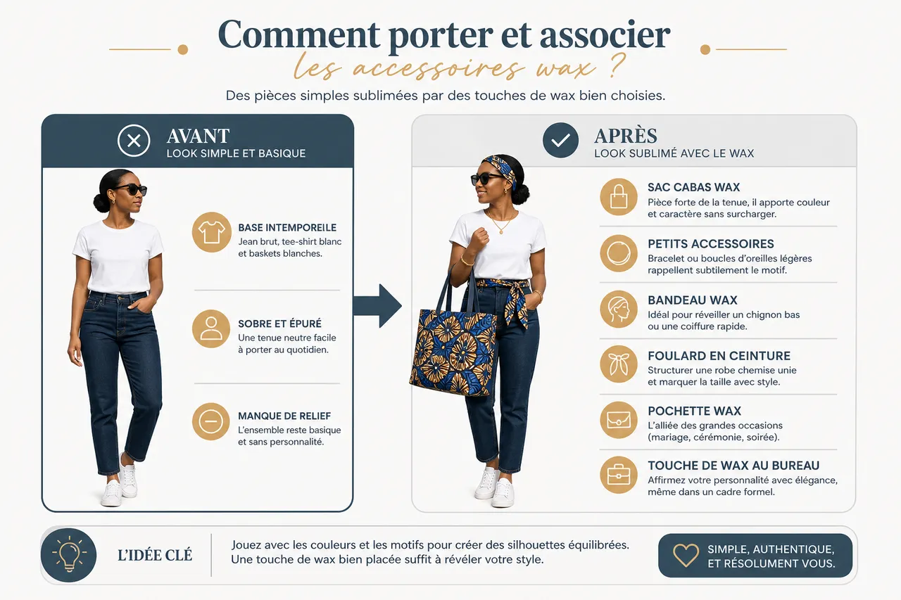 7 accessoires en wax pour sublimer votre style et votre tenue , Comment porter et associer les accessoires wax?