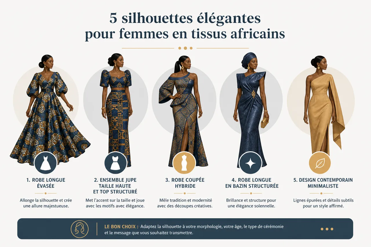 Tenues de cérémonie en tissus africains: idées pour femmes avec 5 silhouettes élégantes , 5 silhouettes élégantes pour femmes en tissus africains