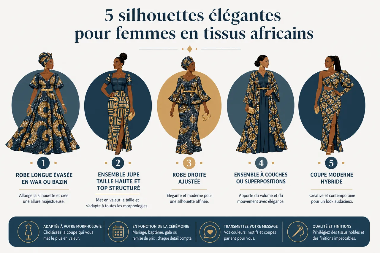 Tenues de cérémonie en tissus africains: idées pour femmes avec 5 silhouettes élégantes , 5 silhouettes élégantes pour femmes en tissus africains
