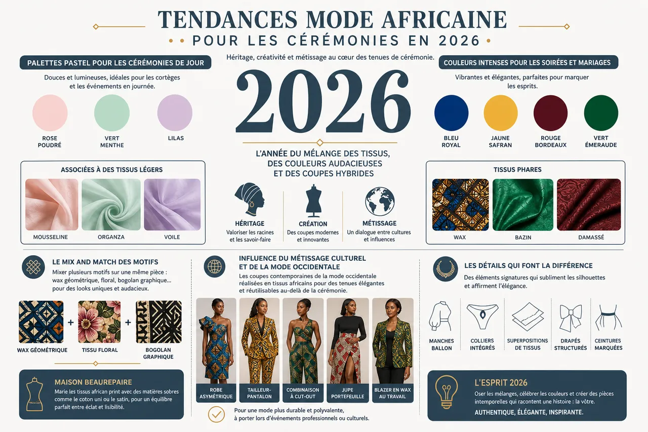 Tenues de cérémonie en tissus africains: idées pour femmes avec 5 silhouettes élégantes , Tendances mode africaine pour les cérémonies en 2026