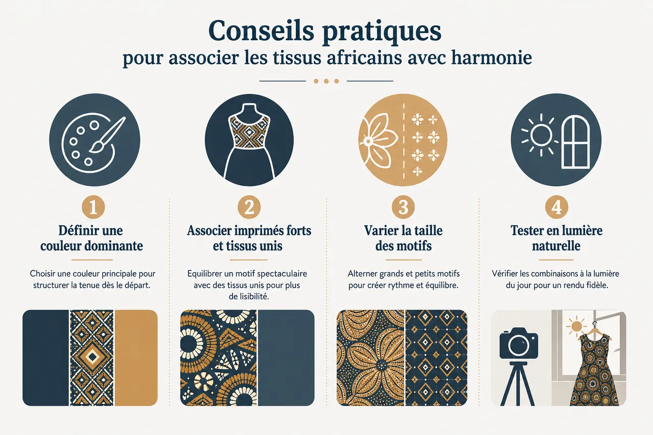 Mix and match de tissus africains: astuces pour un look équilibré et harmonieux , Conseils pratiques pour associer les tissus africains avec harmonie