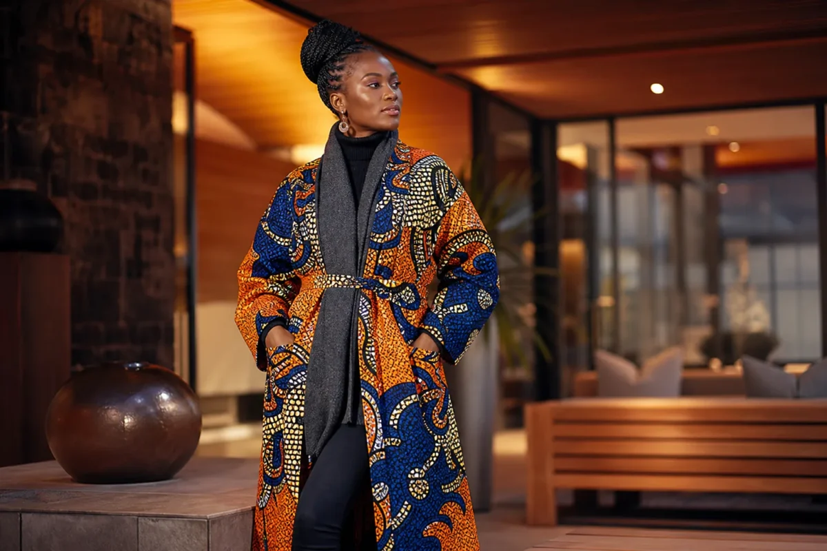 Kimono en wax chaud et élégant pour l'hiver style professionnel
