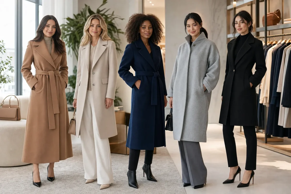Variété de manteaux pour femme selon différentes silhouettes élégantes