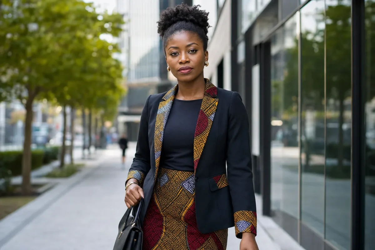 Tenue de bureau élégante avec tissus africains modernes