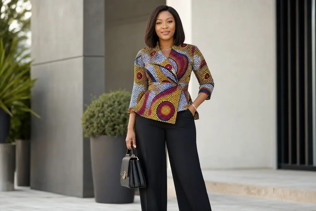 Tenue quotidienne en wax élégante et décontractée pour le bureau