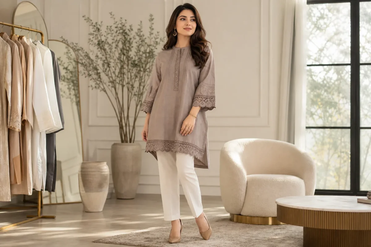 Tunique pour femme stylisée selon différentes morphologies