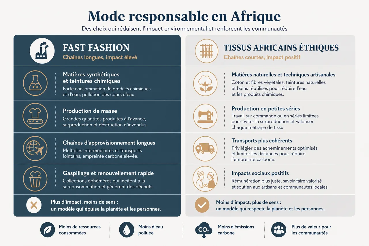 Mode éthique avec tissus africains: comment s’habiller avec style tout en soutenant les artisans , Les impacts environnementaux et sociaux de la mode responsable en Afrique