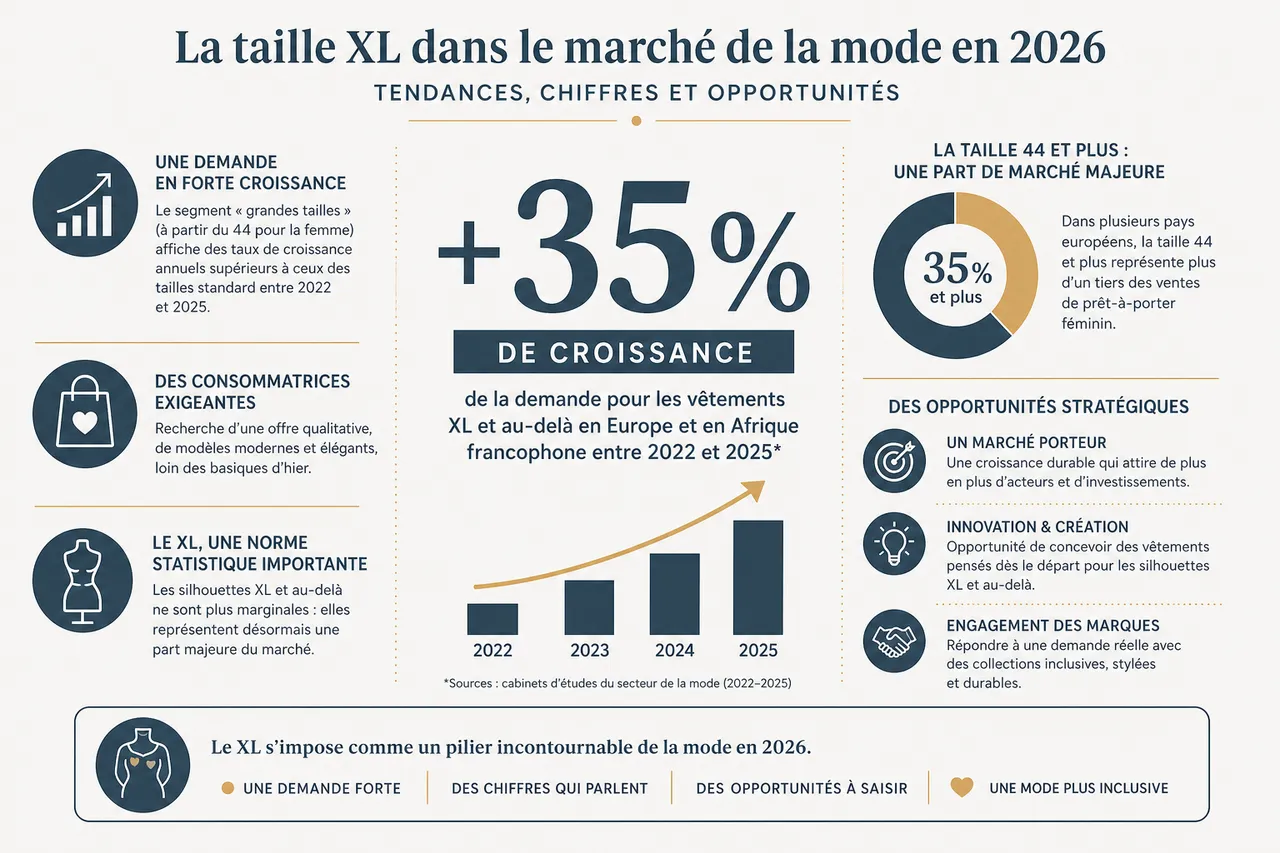 Comprendre la taille XL pour femme: guide des mensurations en 2026 , La taille XL dans le marché de la mode en 2026: tendances, chiffres et opportunités