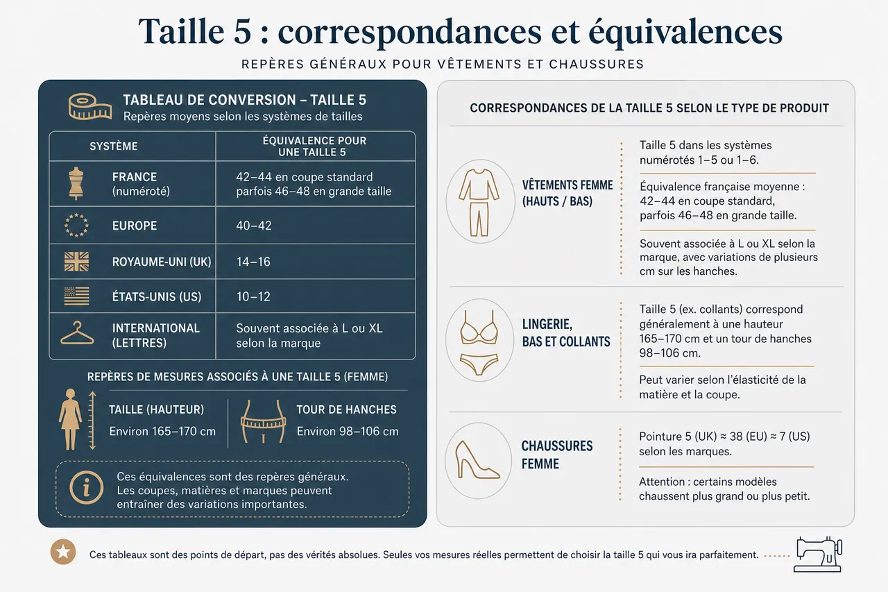 Taille 5 chez la femme: comprendre cette indication pour éviter les erreurs , Correspondances et équivalences: comprendre la conversion de la taille 5