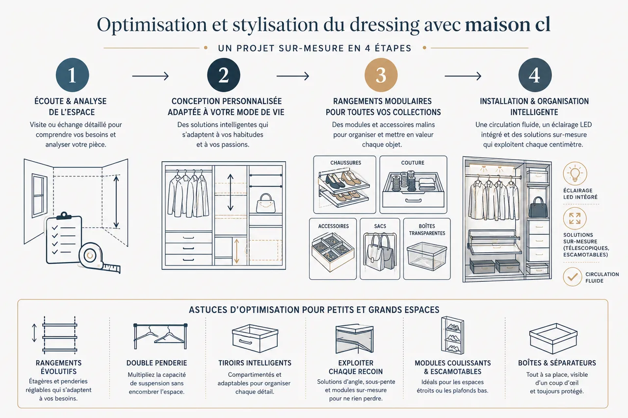 Organiser un dressing stylé: astuces pour optimiser votre espace avec Maison CL , Optimisation et stylisation du dressing avec maison cl