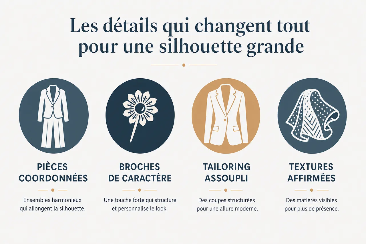 Femmes grandes: comment s’habiller avec élégance au-delà de 1,75 m , Les détails qui changent tout pour une silhouette grande