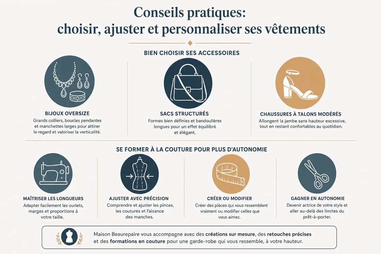 Femmes grandes: comment s’habiller avec élégance au-delà de 1,75 m , Conseils pratiques: choisir, ajuster et personnaliser ses vêtements