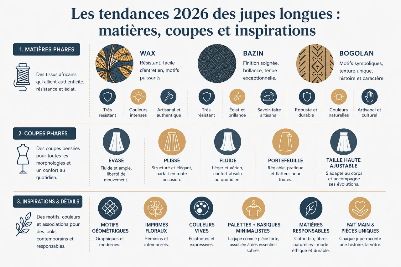 Jupes longues: 6 styles pour un look quotidien adapté à chaque silhouette , Les tendances 2026 des jupes longues: matières, coupes et inspirations
