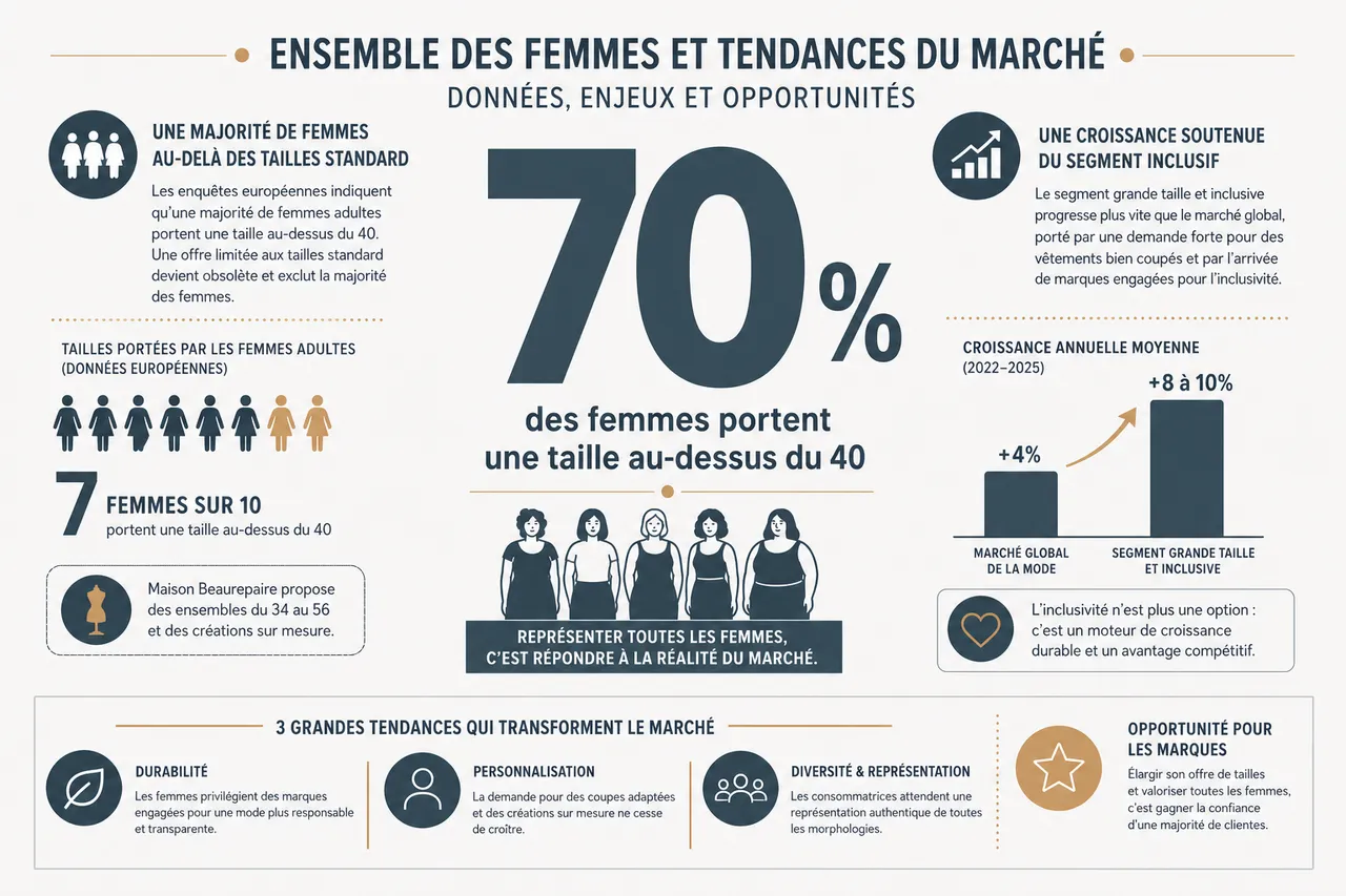 Mode inclusive pour toutes les femmes: comment les marques peuvent mieux représenter toutes les tailles en 2026 , Ensemble des femmes et tendances du marché: données, enjeux et opportunités