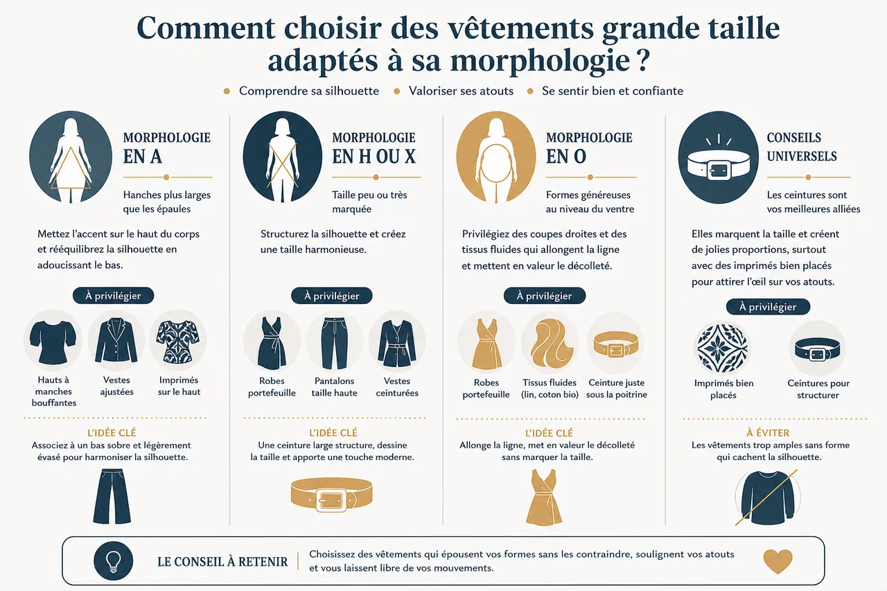 Vêtements grande taille pour femme en 2026: allier confort, style et proportions parfaites , Comment choisir des vêtements grande taille adaptés à sa morphologie?