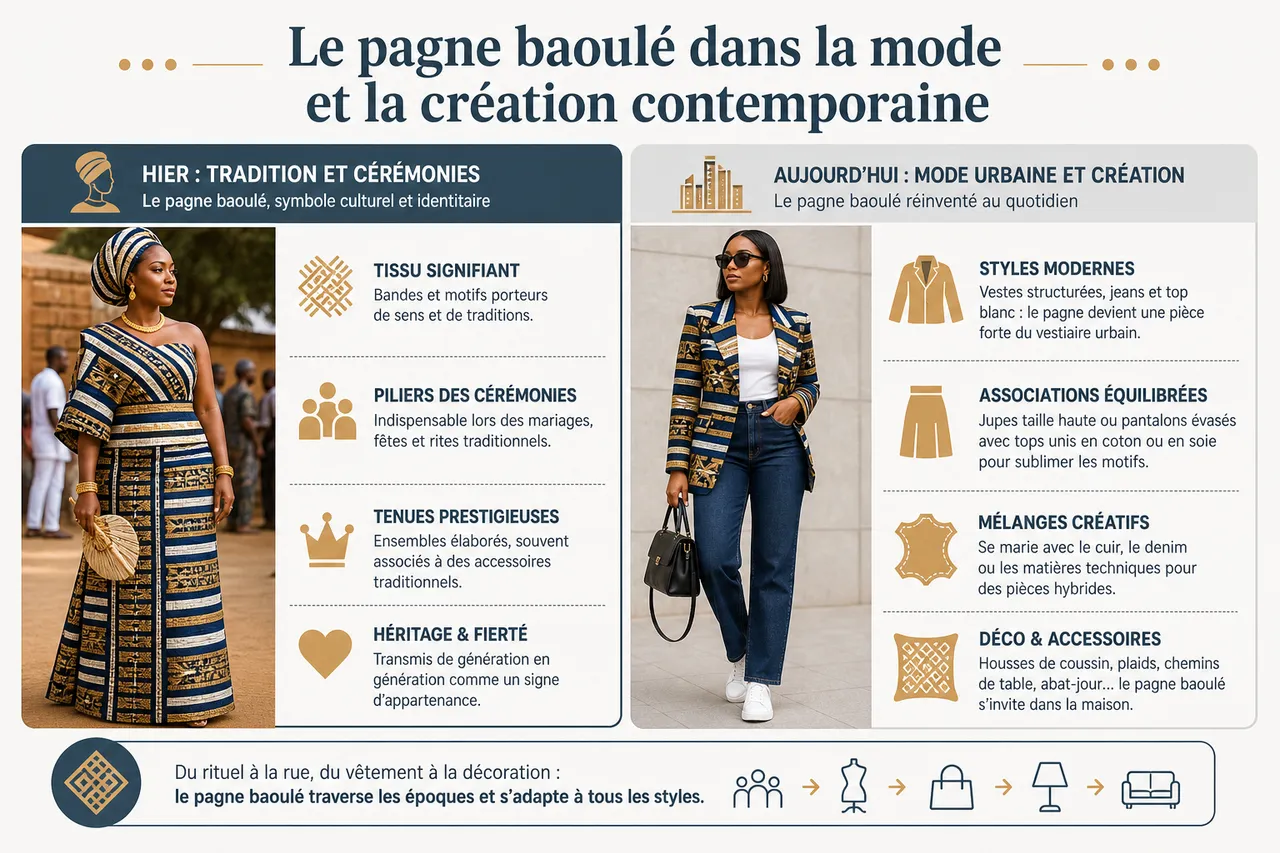 Pagne baoulé: comment reconnaître un tissu africain de qualité et le porter avec style , Le pagne baoulé dans la mode et la création contemporaine