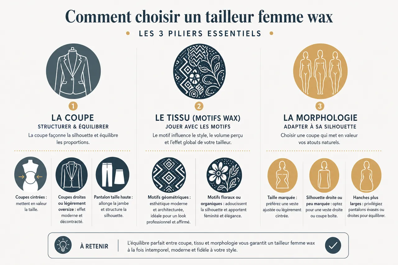 Comment choisir un tailleur en wax pour un style intemporel et moderne , Comment choisir un tailleur femme wax adapté à sa morphologie et à son style?