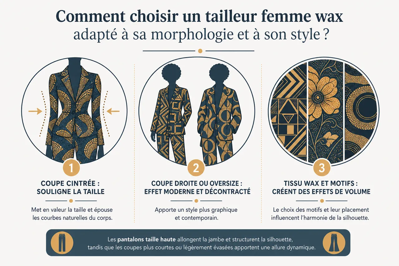 Comment choisir un tailleur en wax pour un style intemporel et moderne , Comment choisir un tailleur femme wax adapté à sa morphologie et à son style?