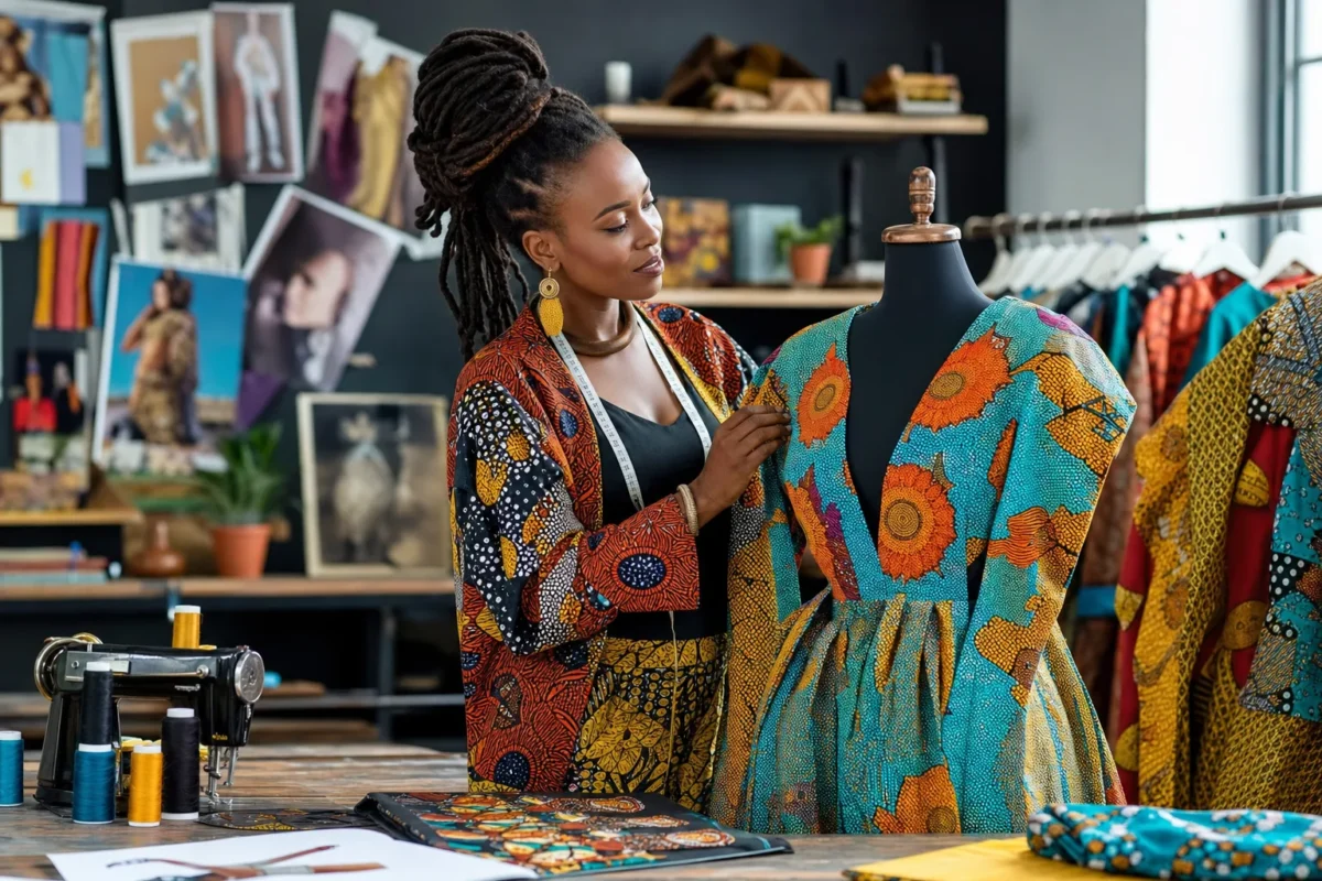 Tissus africains modernes intégrés dans mode quotidienne élégante