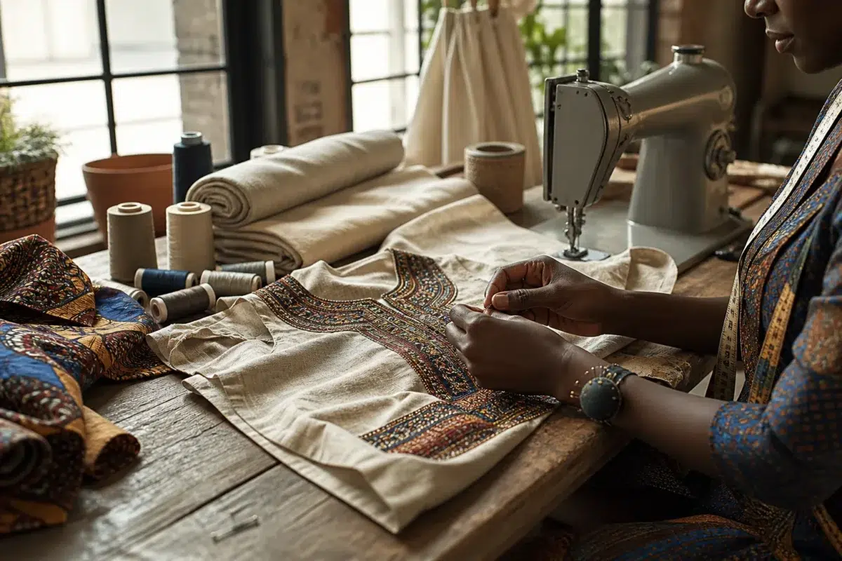 Créateur de mode féminine présentant des pièces uniques élégantes