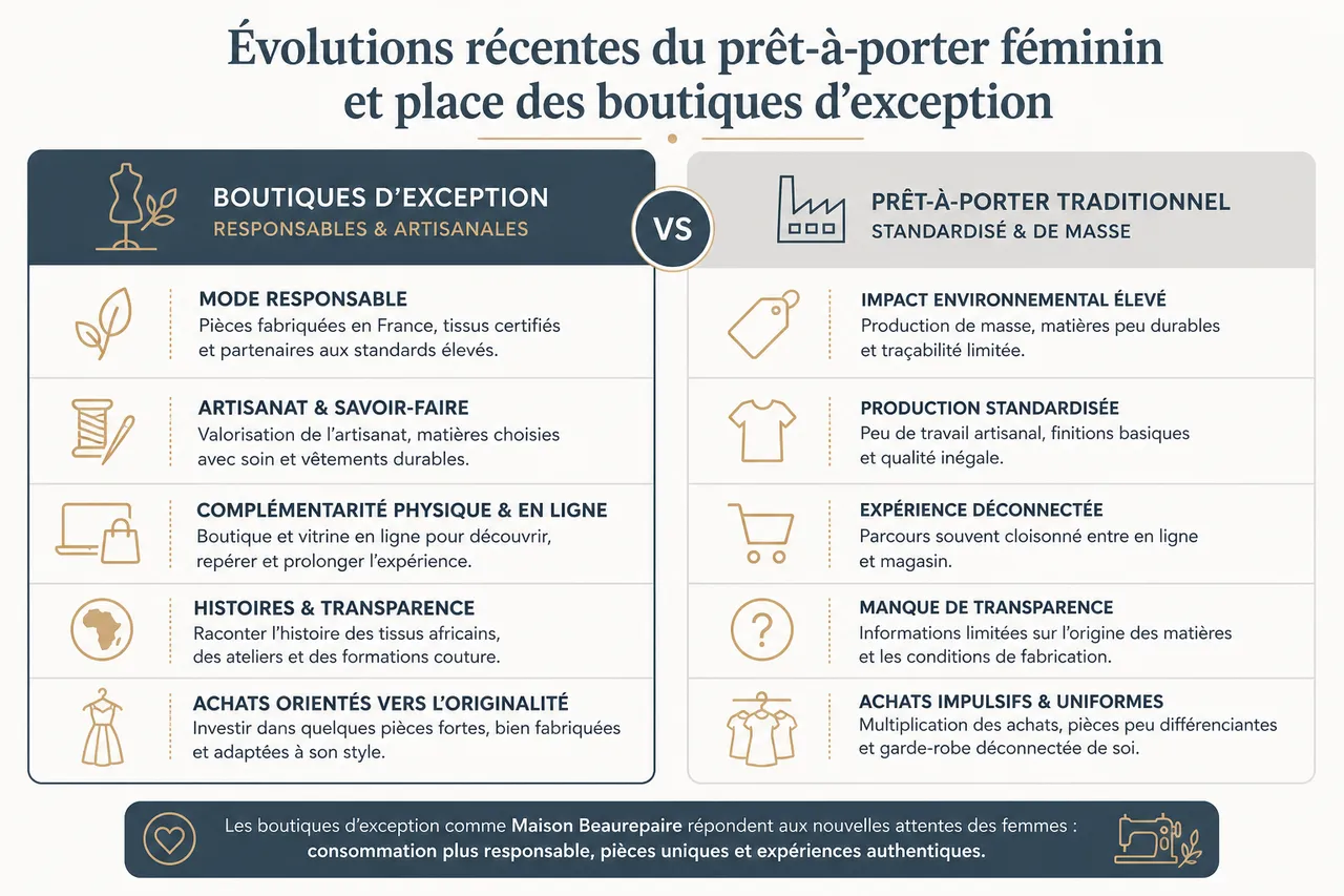 Boutique de prêt-à-porter pour femme: comment choisir la bonne adresse quand on cherche des pièces uniques? , Évolutions récentes du prêt-à-porter féminin et place des boutiques d’exception