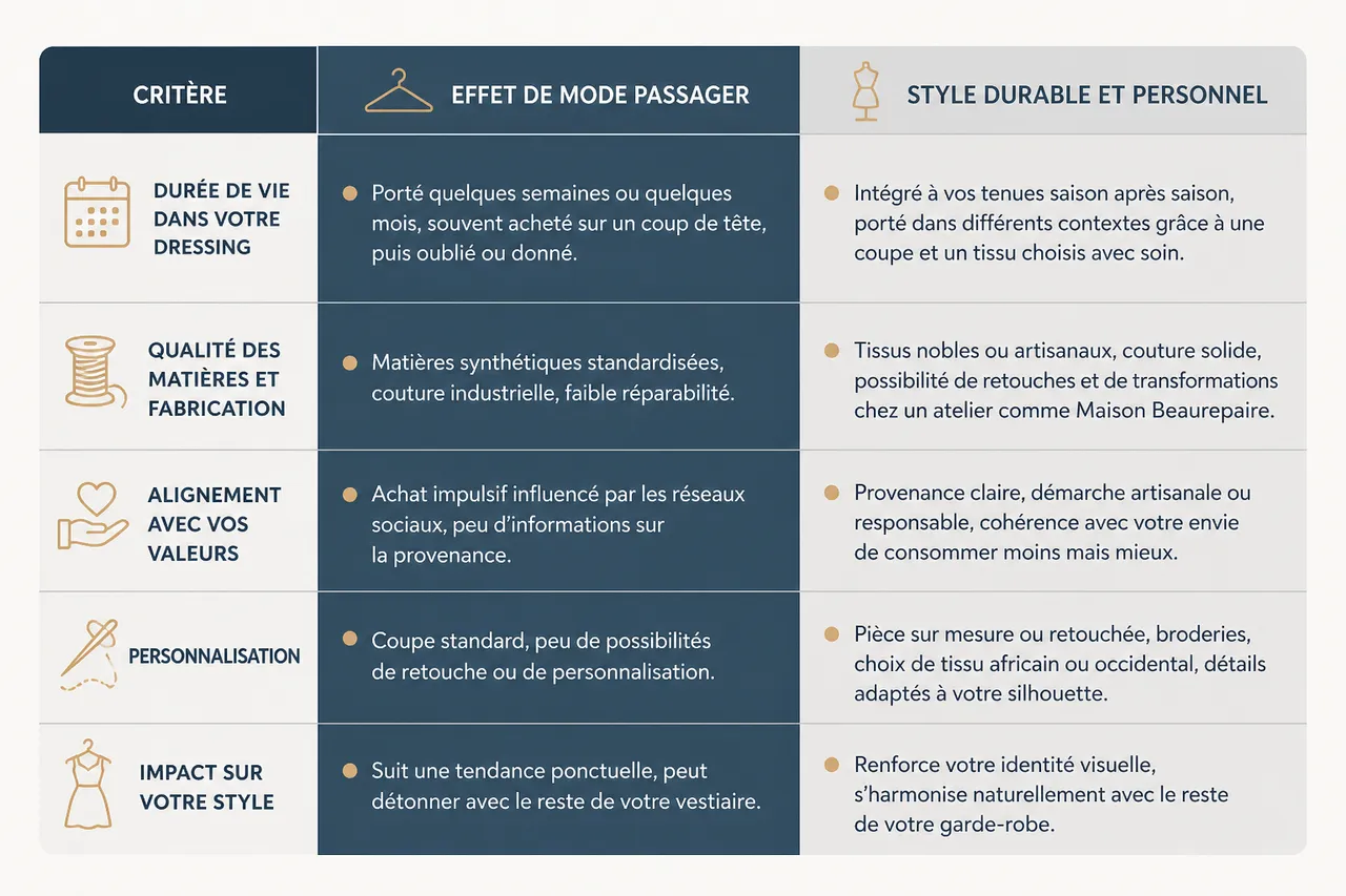 Tendance de mode ou style personnel, comment faire le tri pour garder ce qui vous va vraiment? , Comparer effet de mode et style durable