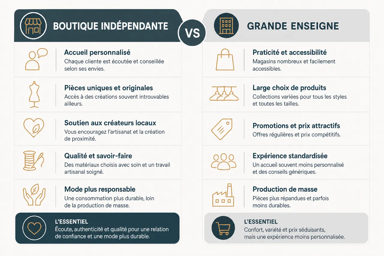 Boutique de vêtements pour femme, 7 critères pour choisir où acheter vos pièces coup de cœur , Boutique indépendante vs grande enseigne: quelle expérience pour le client?