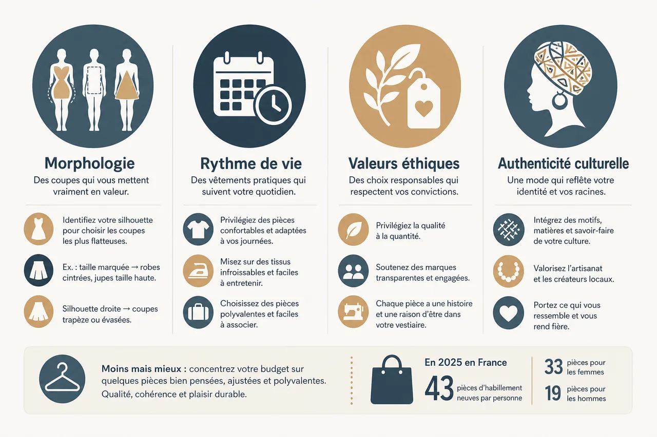 Femme et mode, comment construire une garde-robe qui respecte votre corps, votre culture et votre rythme de vie? , Construire une garde-robe féminine personnalisée et éthique