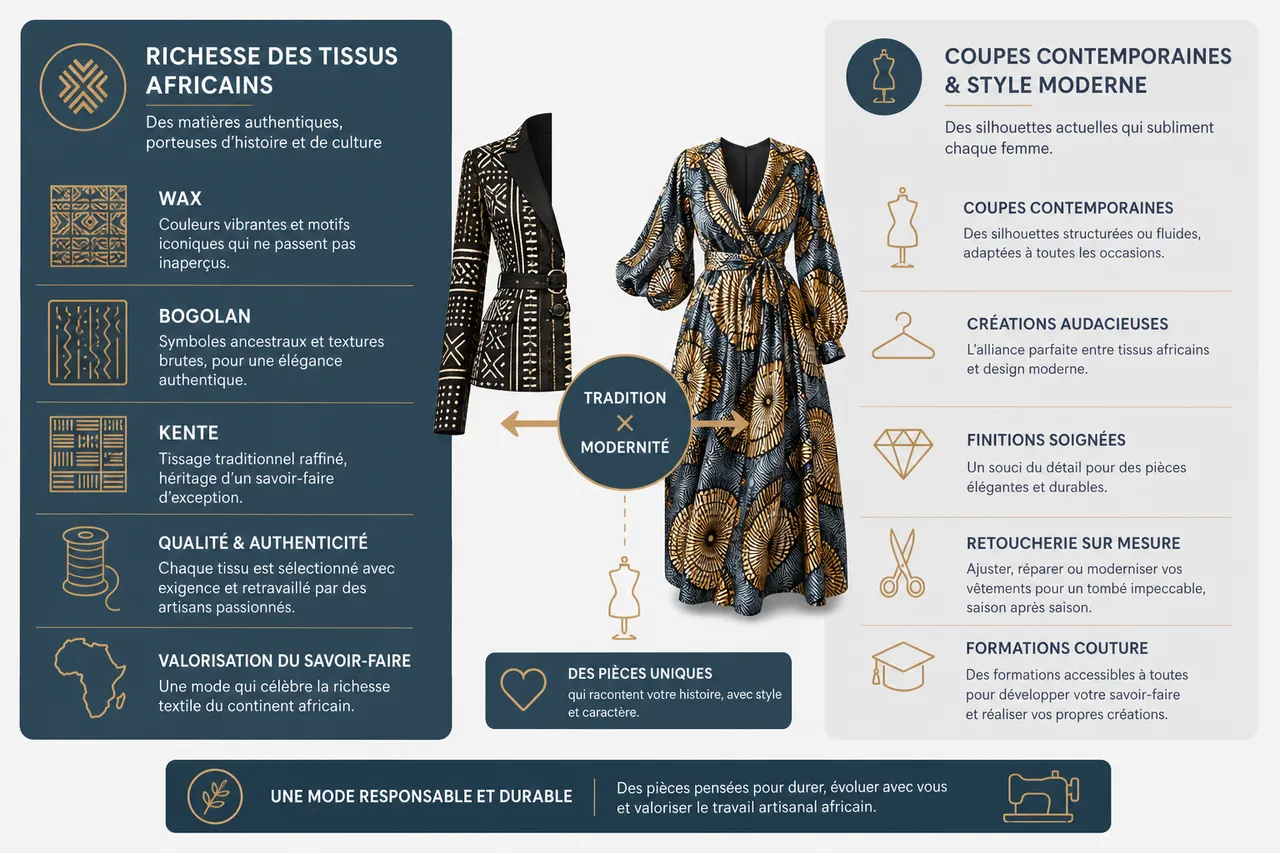 Maison de mode féminine, que regarder avant de choisir un créateur pour vos pièces uniques? , Maison Beaurepaire: tradition, modernité et valorisation des tissus africains