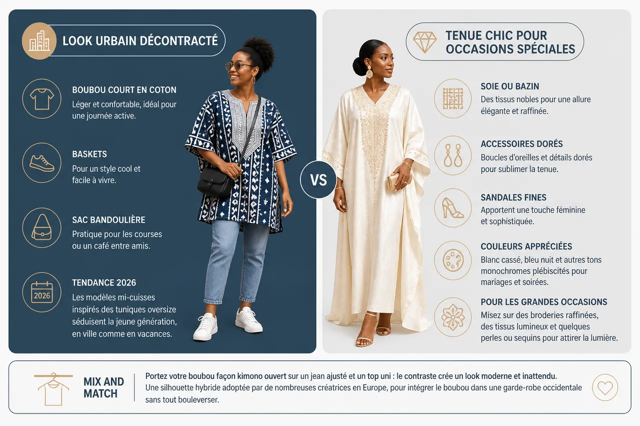 Boubou africaine pour femme, origines, styles contemporains et idées de looks quotidiens , Comment porter et personnaliser un boubou africaine aujourd’hui