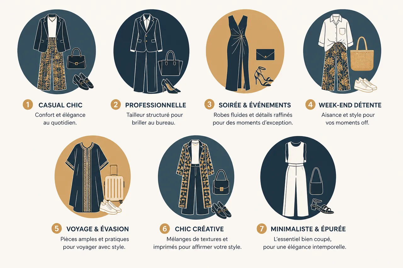 Tenue femme complète, 7 combinaisons prêtes à porter pour ne plus hésiter devant votre armoire , Tendances et inspirations: 7 idées de tenues féminines pour toutes les occasions