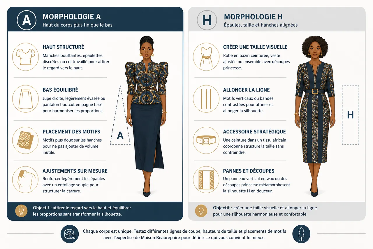 Morphologie féminine et choix des vêtements, comment adapter les pièces en tissus africains à votre silhouette sans la transformer? , Conseils pratiques: comment choisir ses vêtements selon sa morphologie?