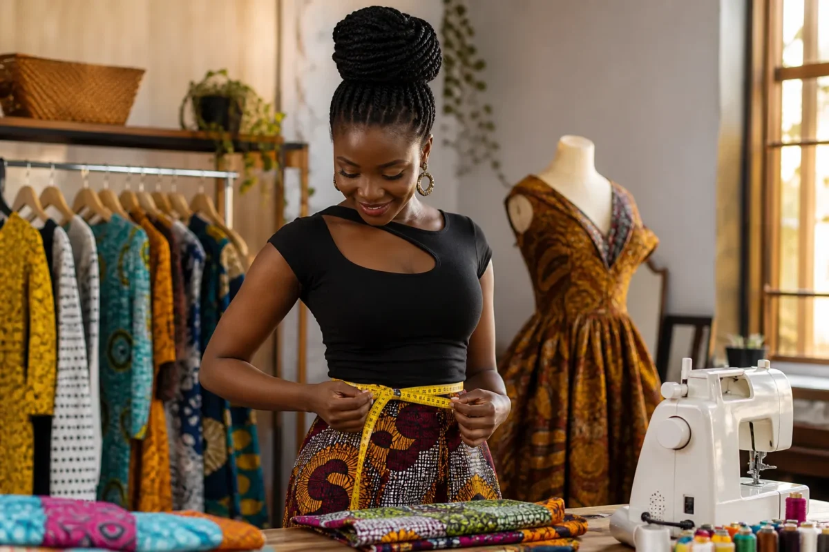 Mesures de taille de pantalon femme avec ruban de couture
