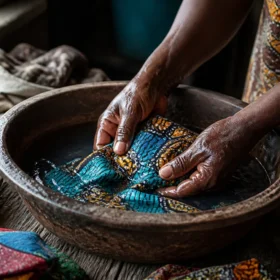 Tissu wax africain avec gestes d'entretien pour préserver couleurs